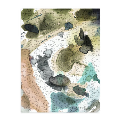 Ninola Design Abstract Painting Gold Blue Puzzle