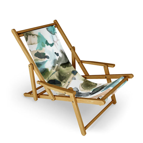 Ninola Design Abstract Painting Gold Blue Sling Chair