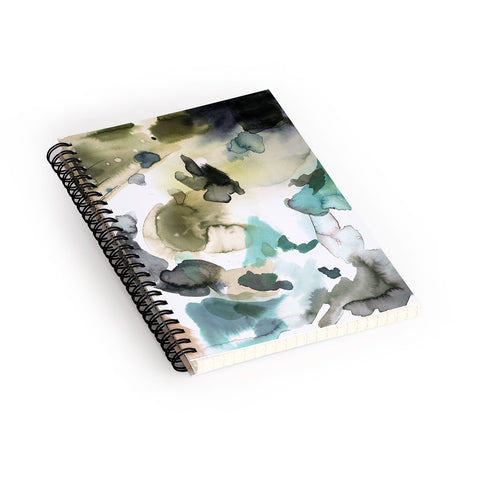 Ninola Design Abstract Painting Gold Blue Spiral Notebook