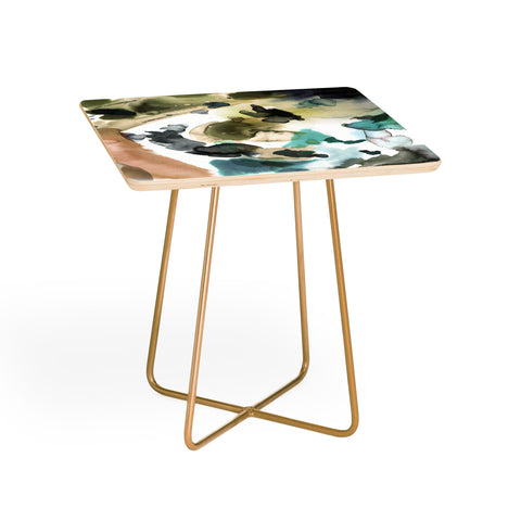 Ninola Design Abstract Painting Gold Blue Side Table