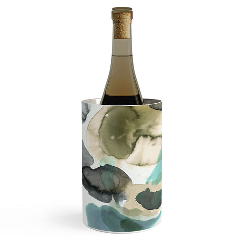 Ninola Design Abstract Painting Gold Blue Wine Chiller