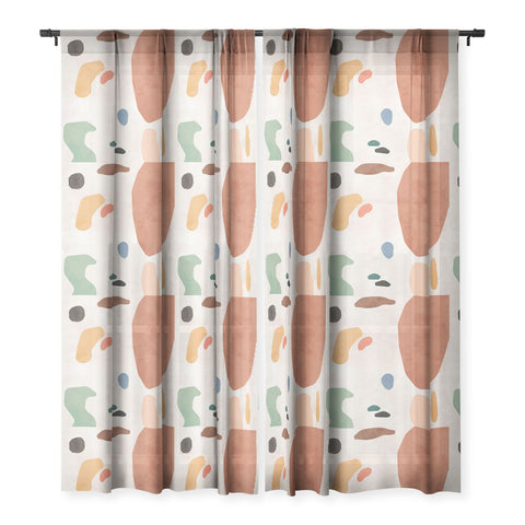 Ninola Design Abstract Shapes Terracota Sheer Window Curtain
