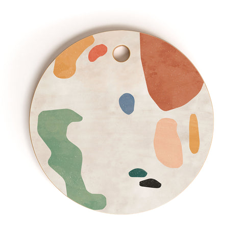 Ninola Design Abstract Shapes Terracota Cutting Board Round