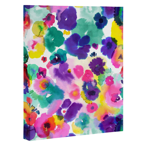 Ninola Design Abstract spring blooms watercolor Art Canvas
