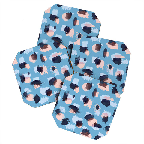 Ninola Design Abstract stains blue Coaster Set
