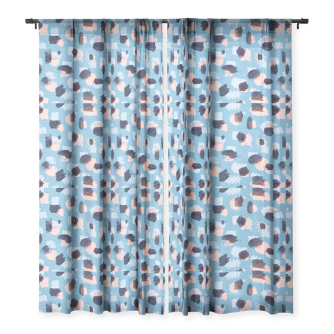 Ninola Design Abstract stains blue Sheer Window Curtain
