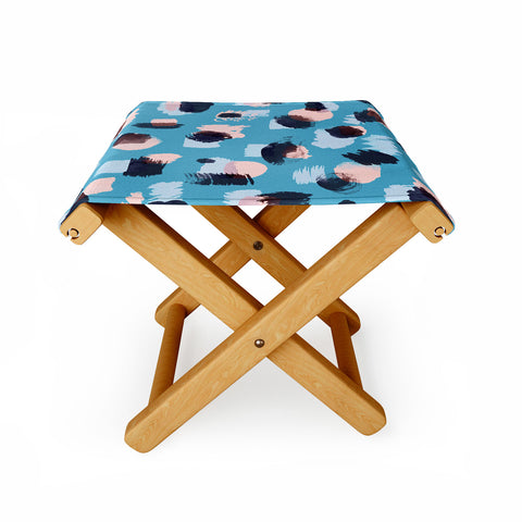 Ninola Design Abstract stains blue Folding Stool
