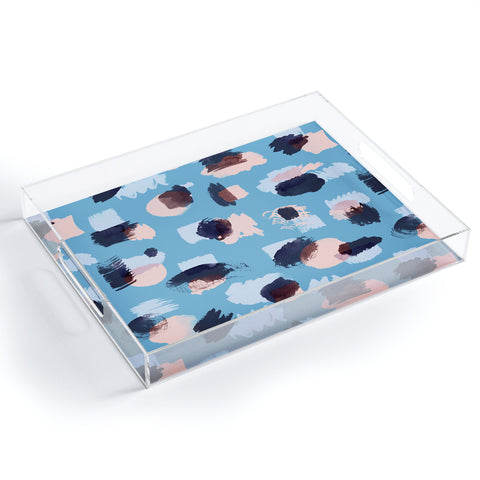 Ninola Design Abstract stains blue Acrylic Tray