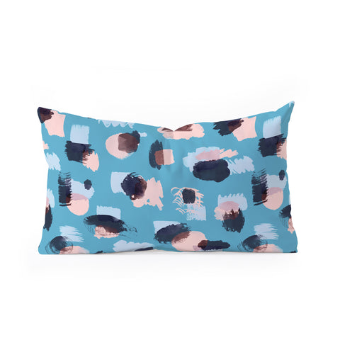 Ninola Design Abstract stains blue Oblong Throw Pillow