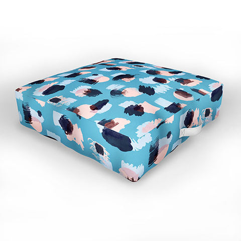 Ninola Design Abstract stains blue Outdoor Floor Cushion