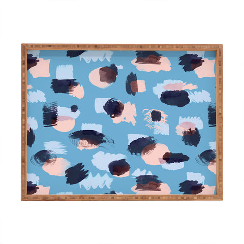Ninola Design Abstract stains blue Rectangular Tray