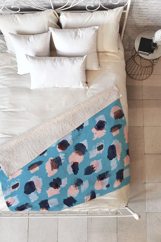 Ninola Design Abstract stains blue Fleece Throw Blanket