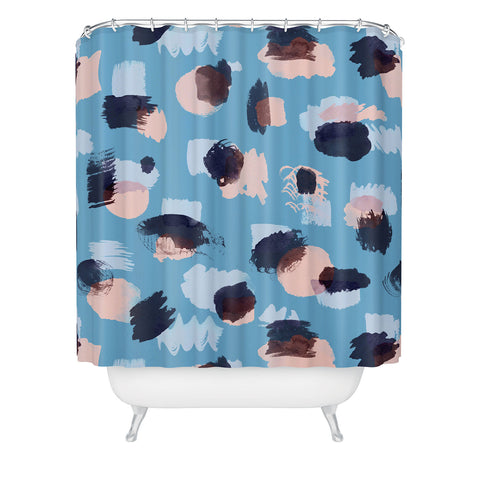 Ninola Design Abstract stains blue Shower Curtain