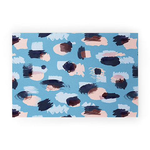 Ninola Design Abstract stains blue Welcome Mat