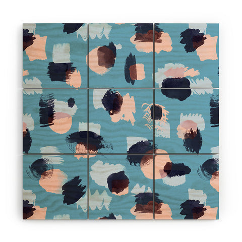 Ninola Design Abstract stains blue Wood Wall Mural