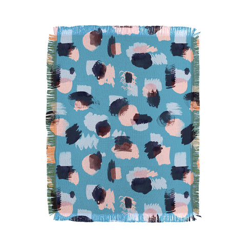 Ninola Design Abstract stains blue Throw Blanket