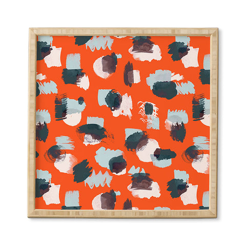 Ninola Design Abstract stains painting red Framed Wall Art