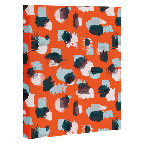 Ninola Design Abstract stains painting red Art Canvas