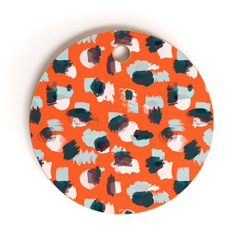 Ninola Design Abstract stains painting red Cutting Board Round