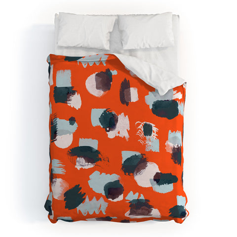 Ninola Design Abstract stains painting red Duvet Cover
