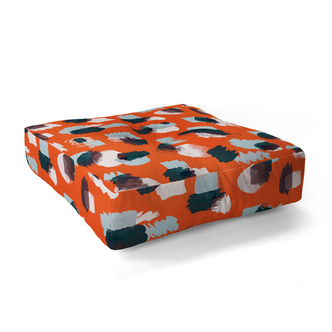 Ninola Design Abstract stains painting red Floor Pillow Square