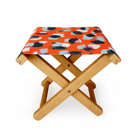Ninola Design Abstract stains painting red Folding Stool