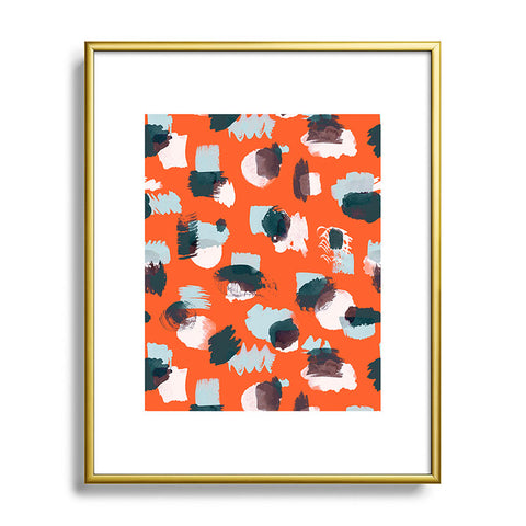 Ninola Design Abstract stains painting red Metal Framed Art Print