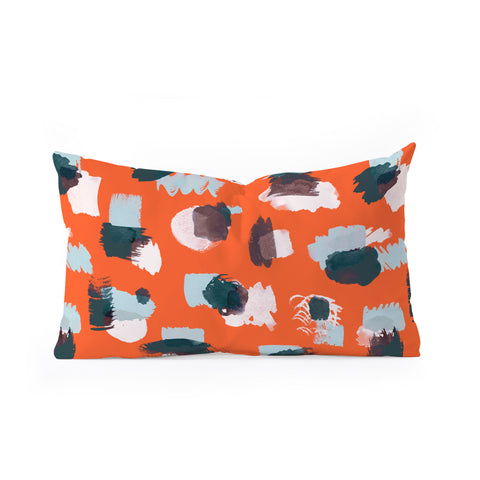 Ninola Design Abstract stains painting red Oblong Throw Pillow