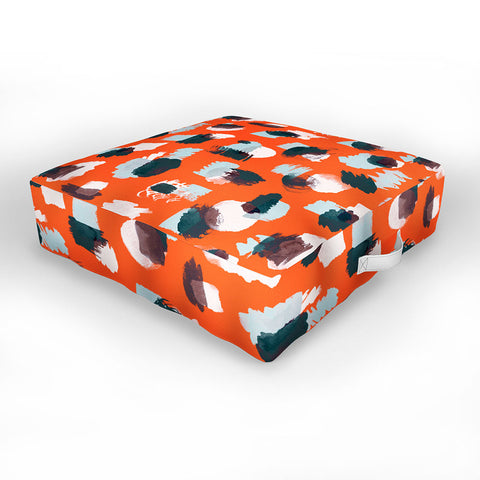 Ninola Design Abstract stains painting red Outdoor Floor Cushion