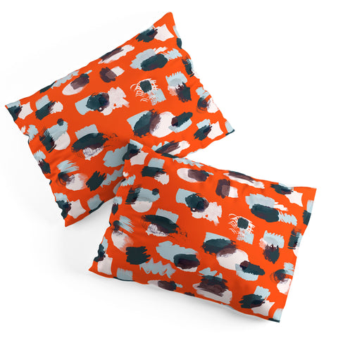 Ninola Design Abstract stains painting red Pillow Shams