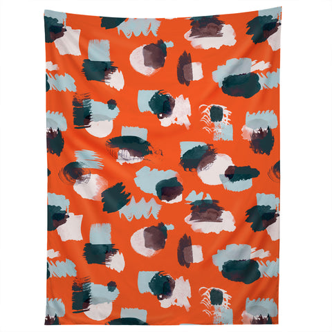 Ninola Design Abstract stains painting red Tapestry