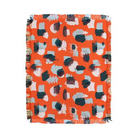 Ninola Design Abstract stains painting red Throw Blanket