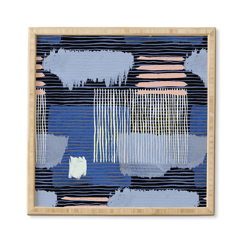 Ninola Design Abstract striped geo blue Framed Wall Art