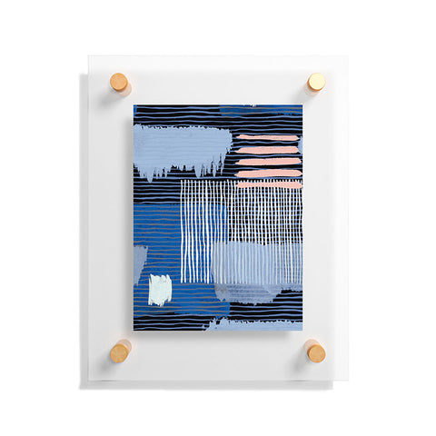 Ninola Design Abstract striped geo blue Floating Acrylic Print