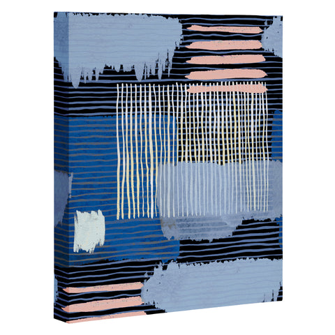 Ninola Design Abstract striped geo blue Art Canvas