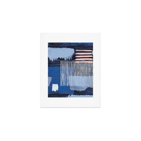 Ninola Design Abstract striped geo blue Art Print