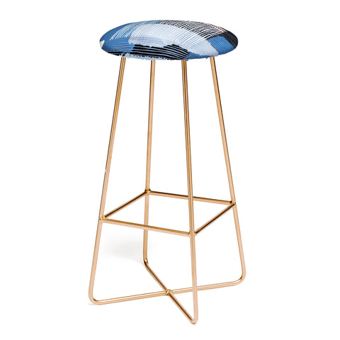 Ninola Design Abstract striped geo blue Bar Stool