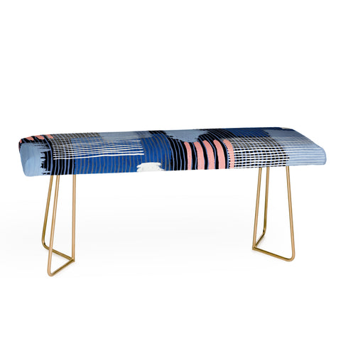 Ninola Design Abstract striped geo blue Bench