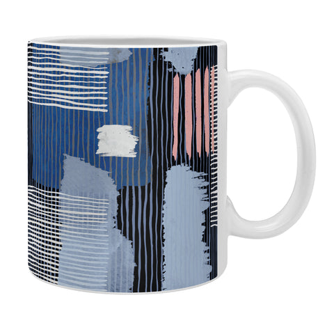 Ninola Design Abstract striped geo blue Coffee Mug