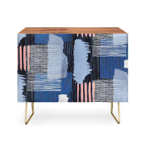 Ninola Design Abstract striped geo blue Credenza