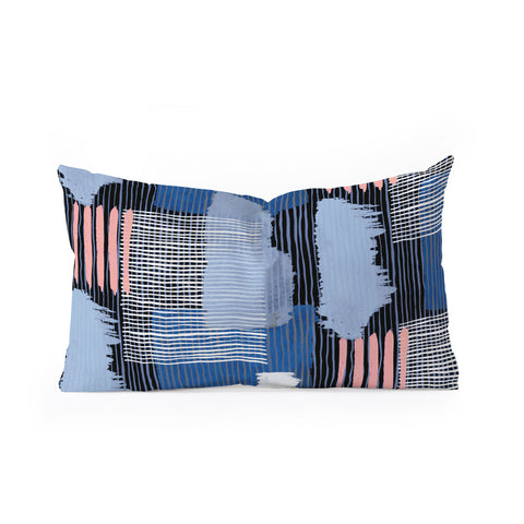 Ninola Design Abstract striped geo blue Oblong Throw Pillow