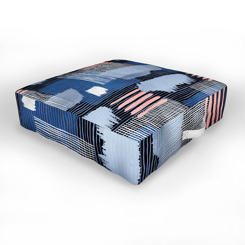 Ninola Design Abstract striped geo blue Outdoor Floor Cushion