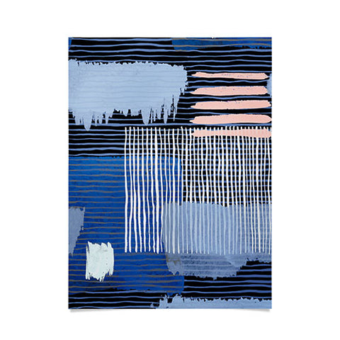 Ninola Design Abstract striped geo blue Poster