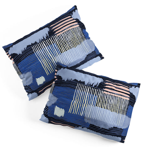 Ninola Design Abstract striped geo blue Pillow Shams