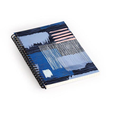 Ninola Design Abstract striped geo blue Spiral Notebook