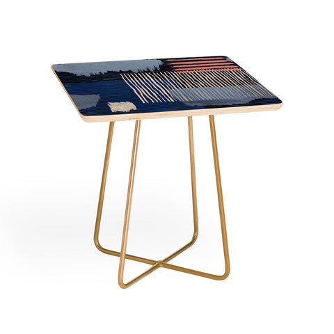 Ninola Design Abstract striped geo blue Side Table