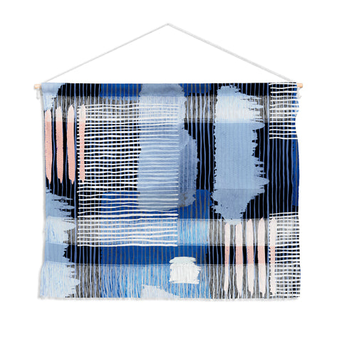 Ninola Design Abstract striped geo blue Wall Hanging Landscape