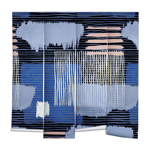 Ninola Design Abstract striped geo blue Wall Mural