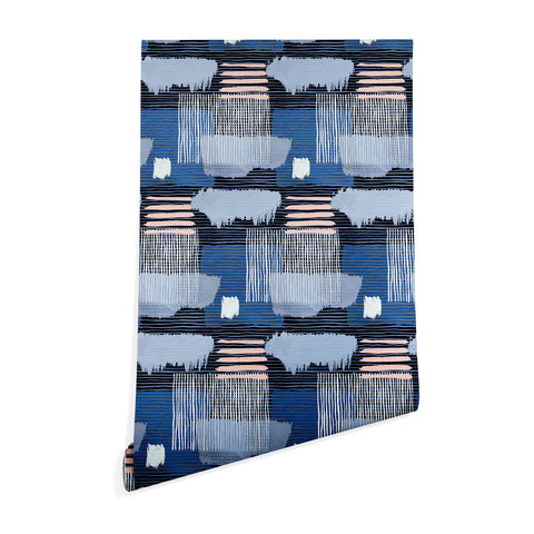 Ninola Design Abstract striped geo blue Wallpaper