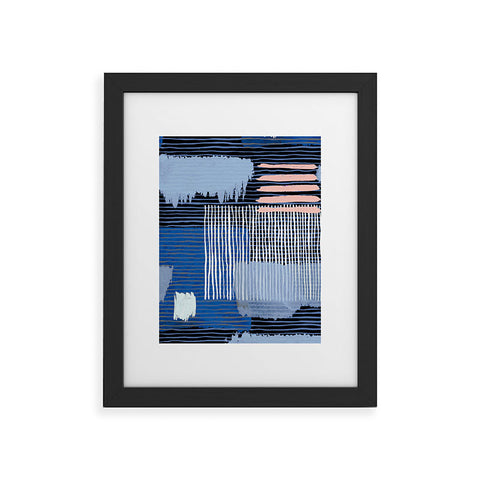 Ninola Design Abstract striped geo blue Framed Art Print